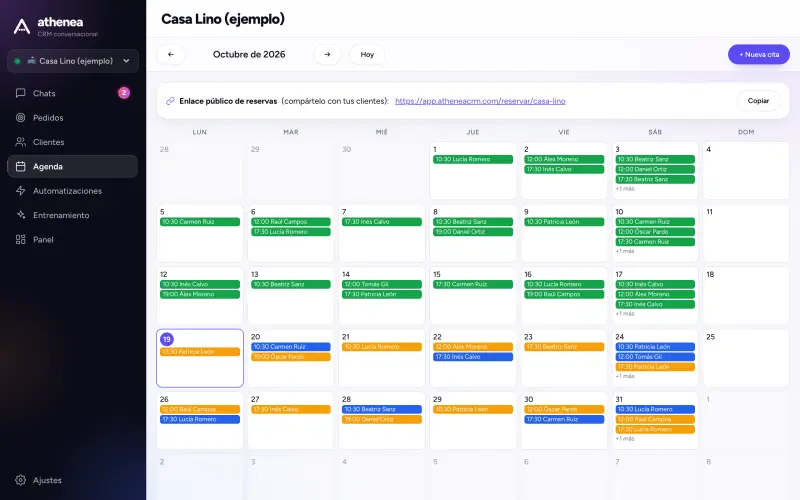 Agenda de citas para venir a la tienda a probar productos
