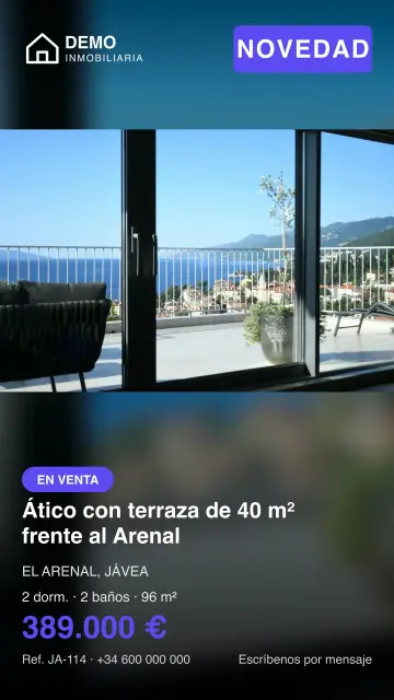 Story automática de una vivienda nueva, con la etiqueta Novedad