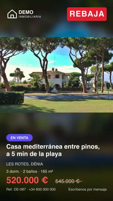 Story automática de una rebaja, con el precio anterior tachado